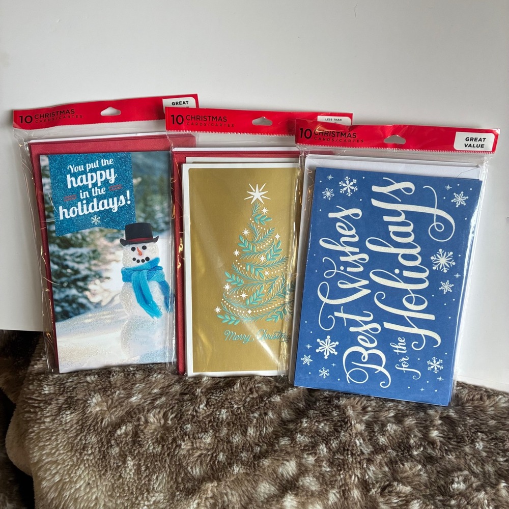 Hallmark Christmas Cards Pack 30ct OS Snowman Tree Holiday Best Wishes Bundle
